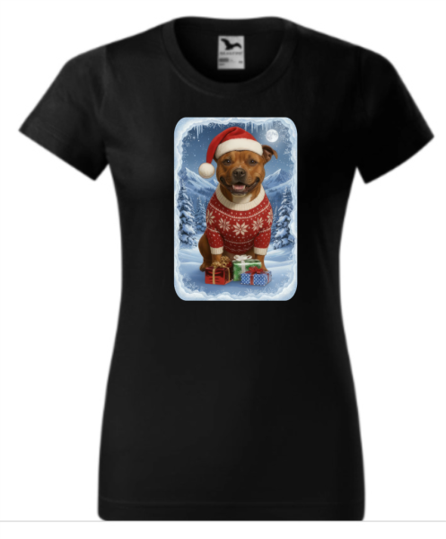 Vánoční tričko dámské  se stafordem6